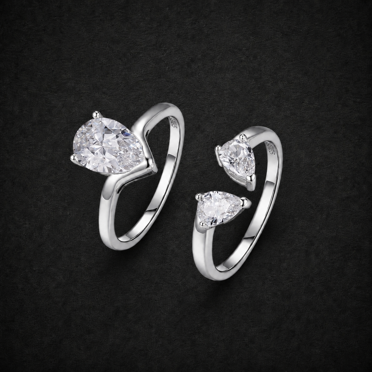 Moissanite Teardrop Ring Set