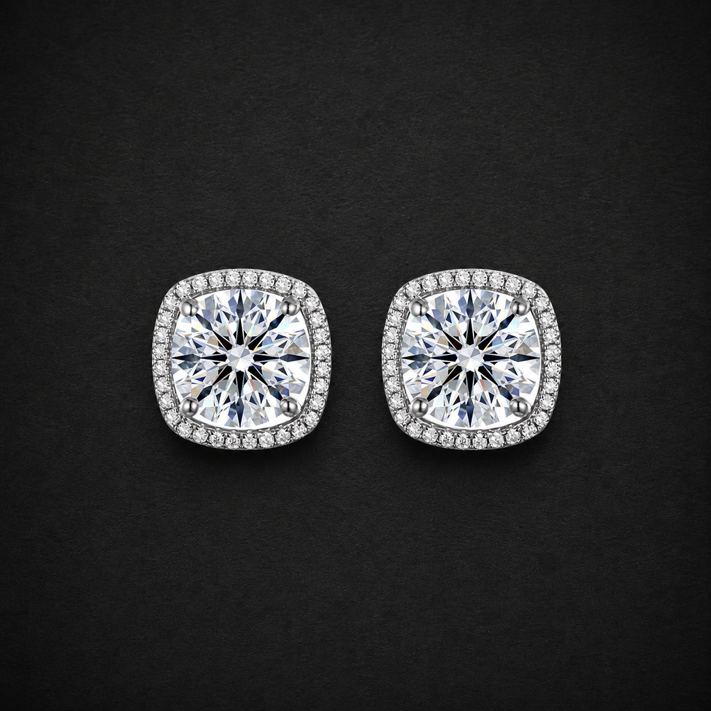 Moissanite Cushion Stud Earrings