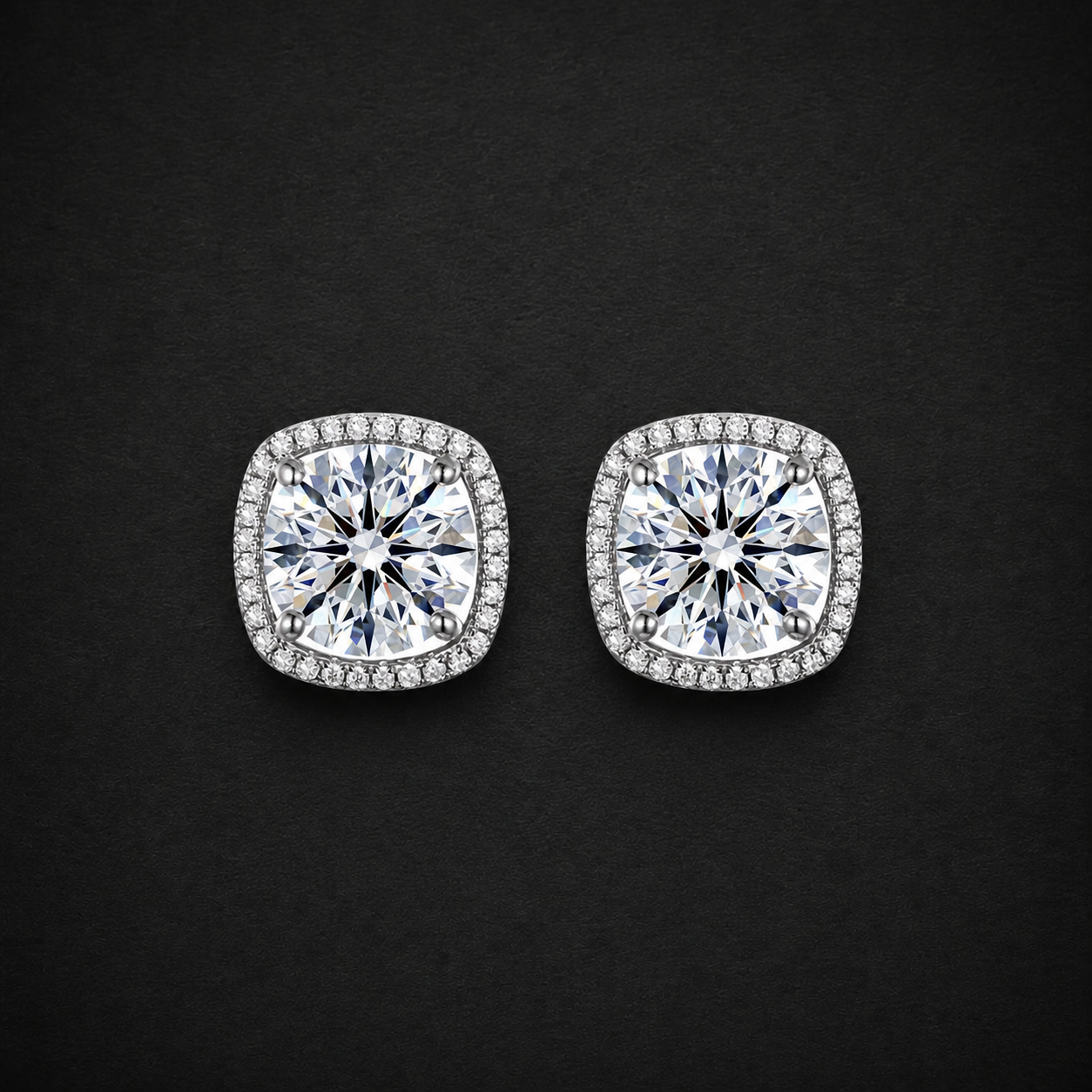Moissanite Cushion Stud Earrings