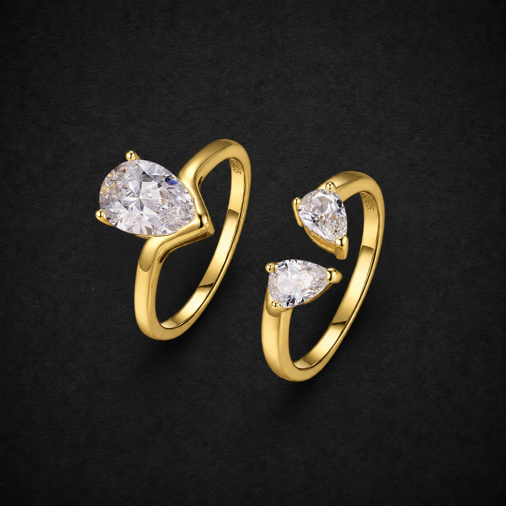 Moissanite Teardrop Ring Set