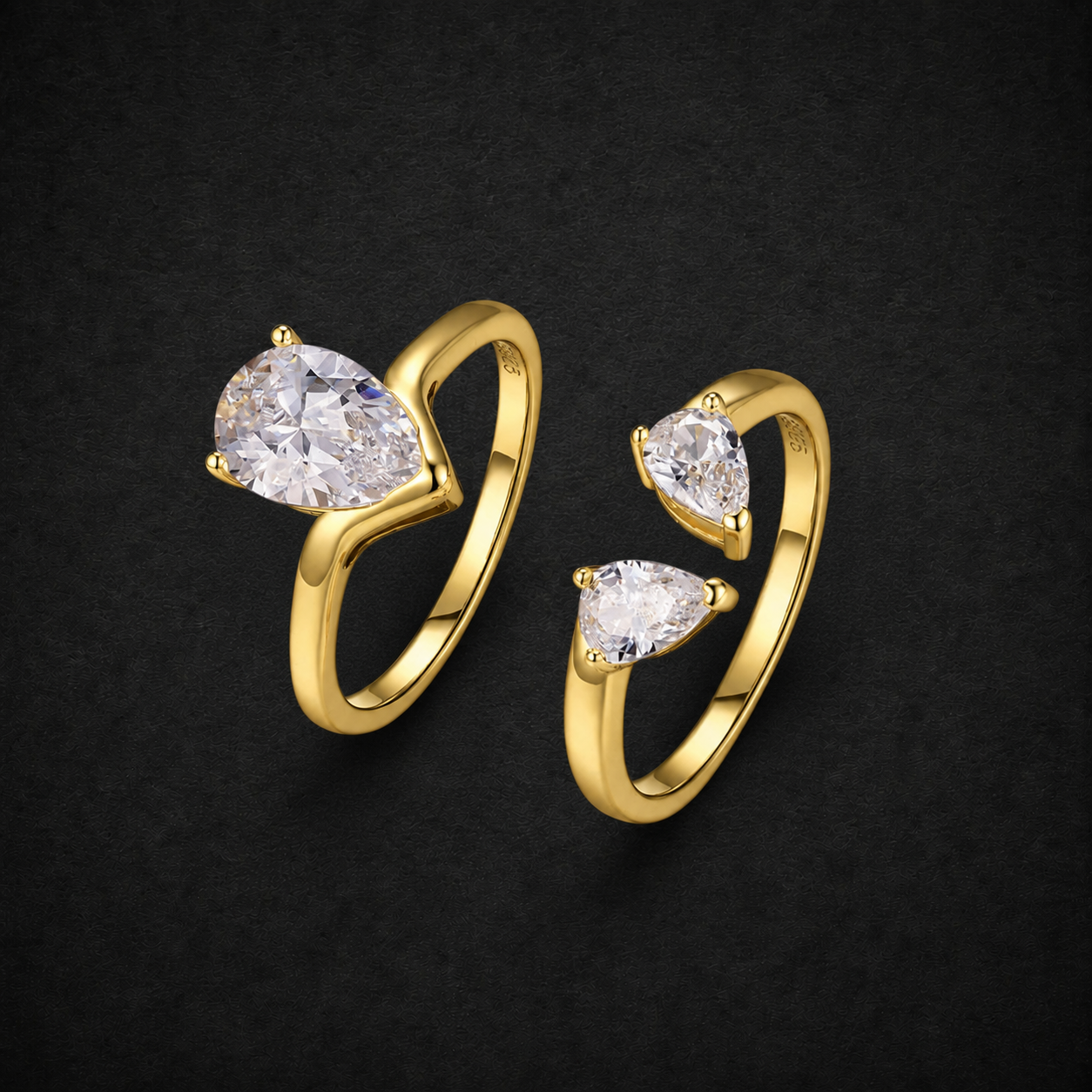 Moissanite Teardrop Ring Set