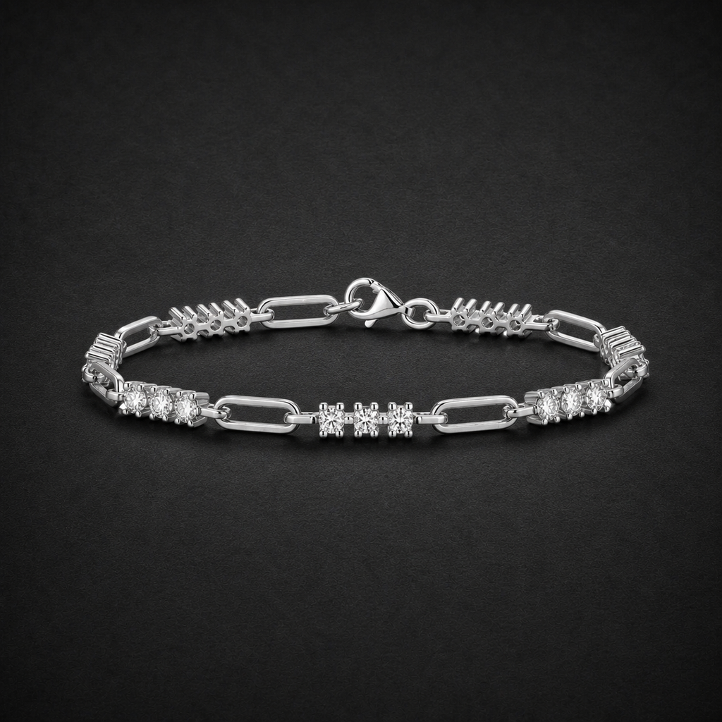 Moissanite Geometric Link Bracelet