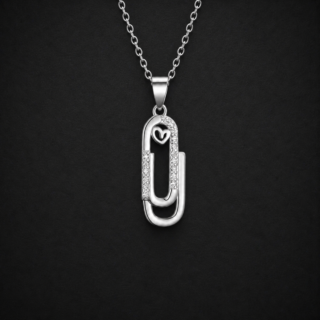 Moissanite Paperclip Heart Necklace