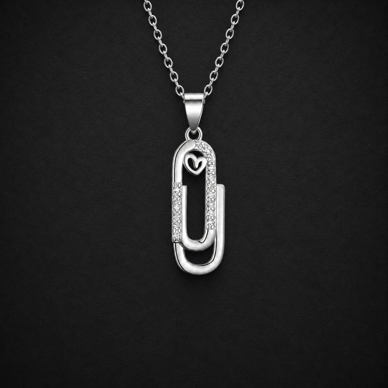 Moissanite Paperclip Heart Necklace