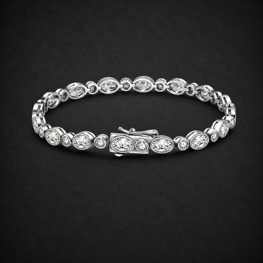 Moissanite Oval Round Bracelet