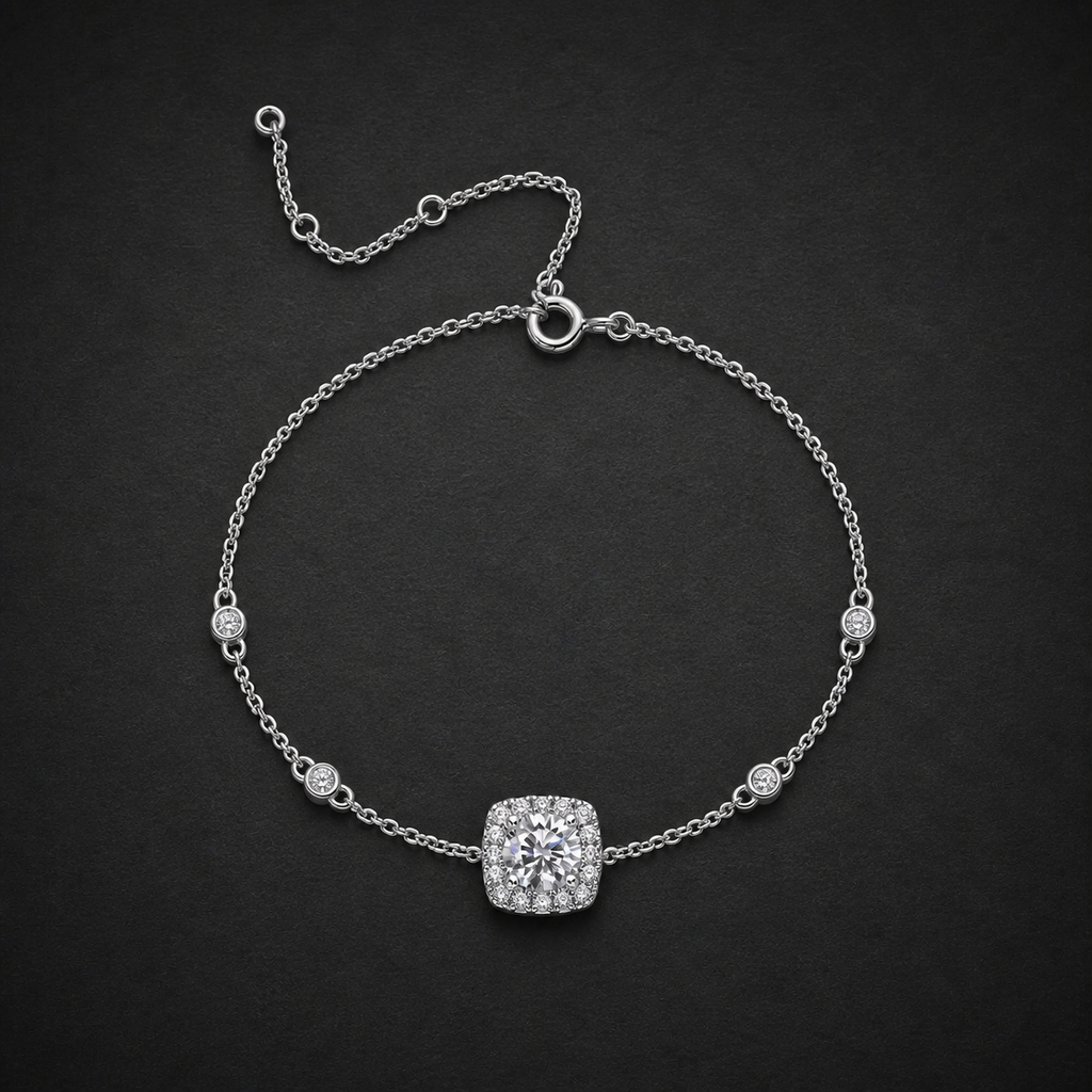 Moissanite Cushion Station Bracelet