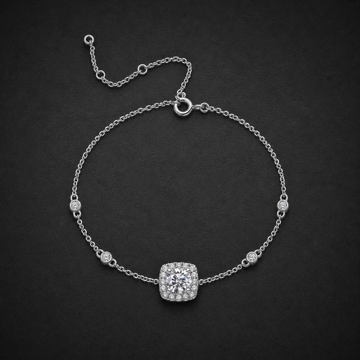 Moissanite Cushion Station Bracelet