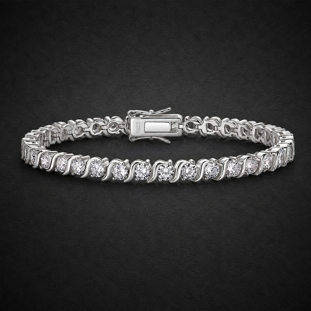 Moissanite Wave-Link Bracelet