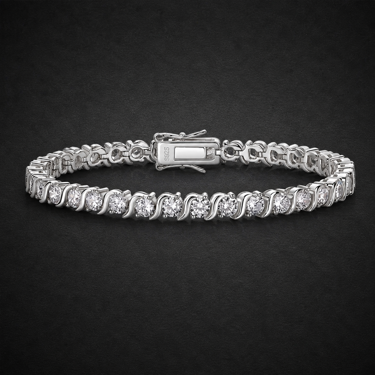 Moissanite Wave-Link Bracelet