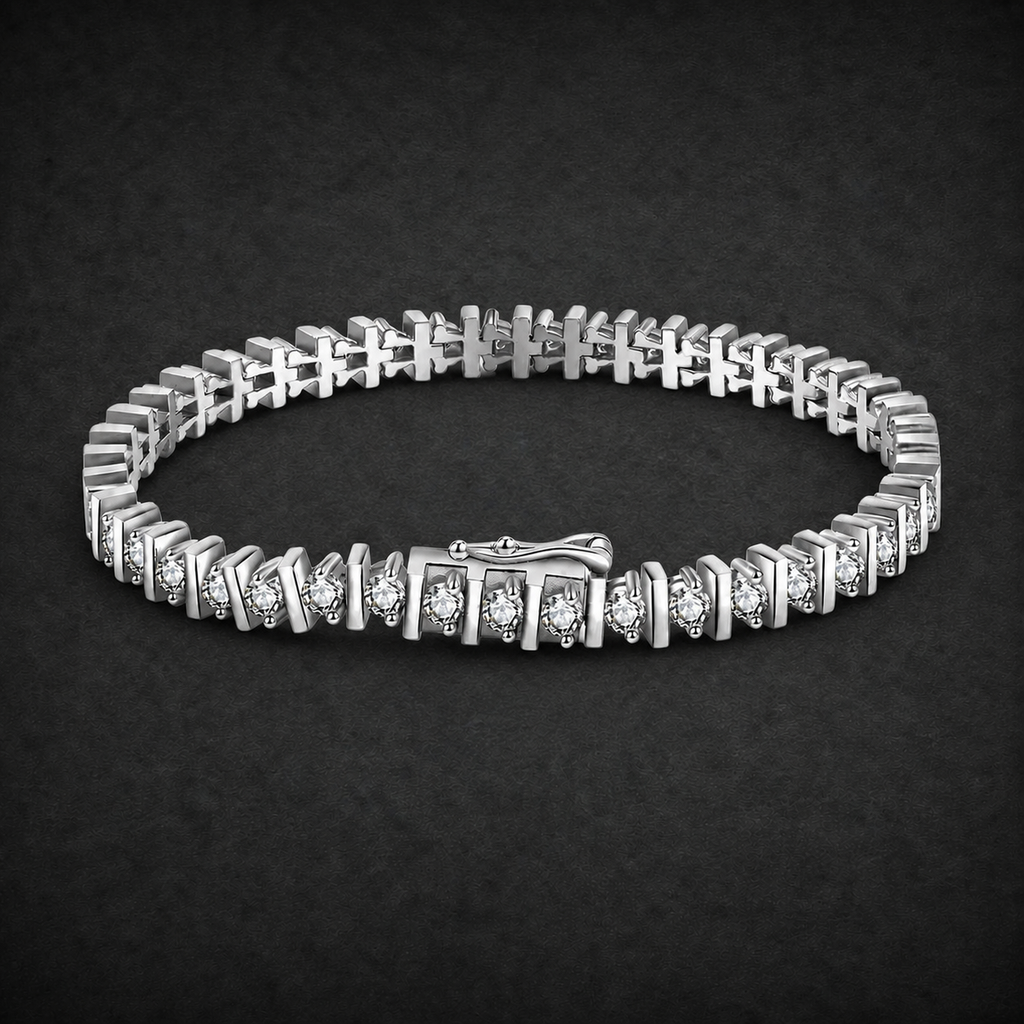 Moissanite Diagonal Bar Bracelet