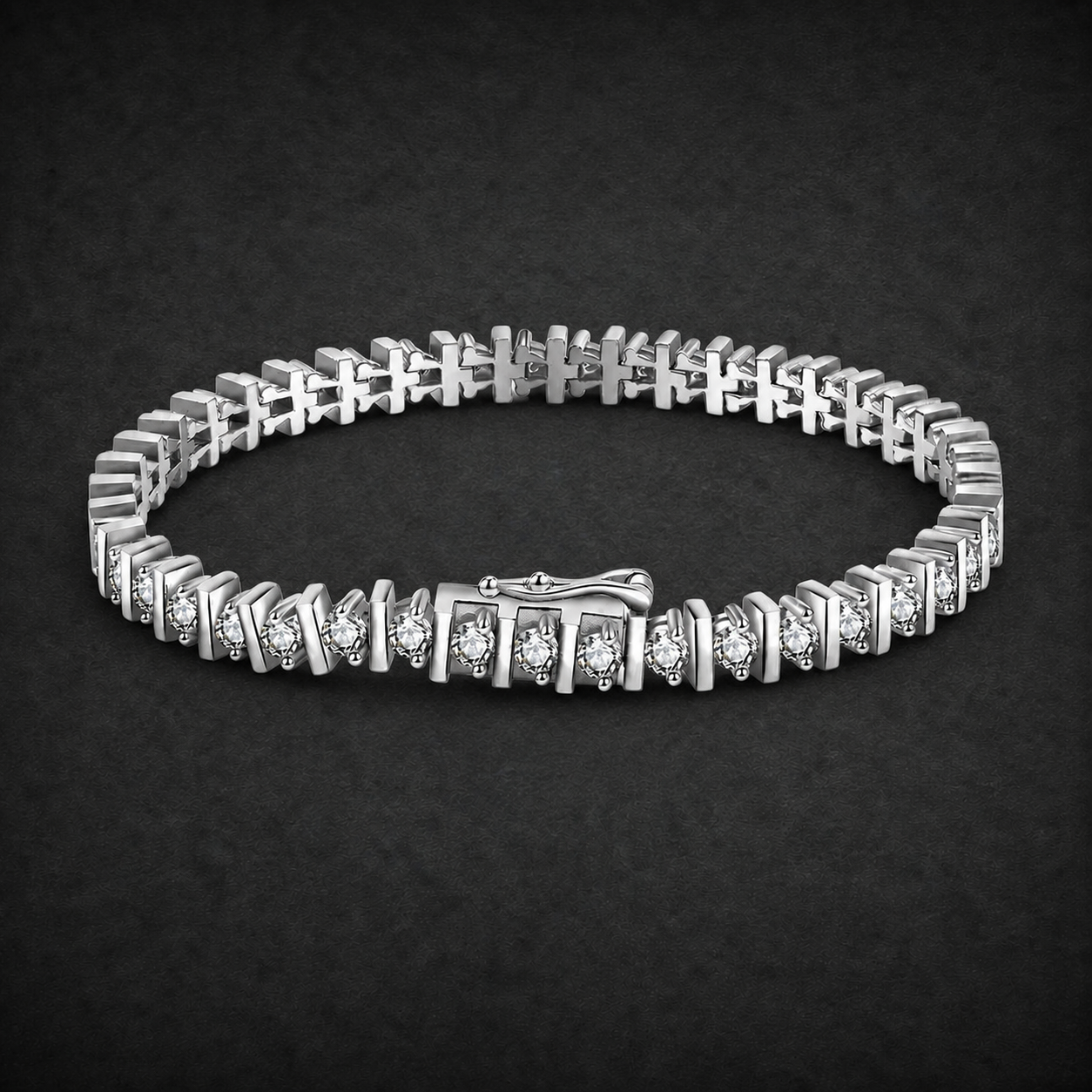 Moissanite Diagonal Bar Bracelet