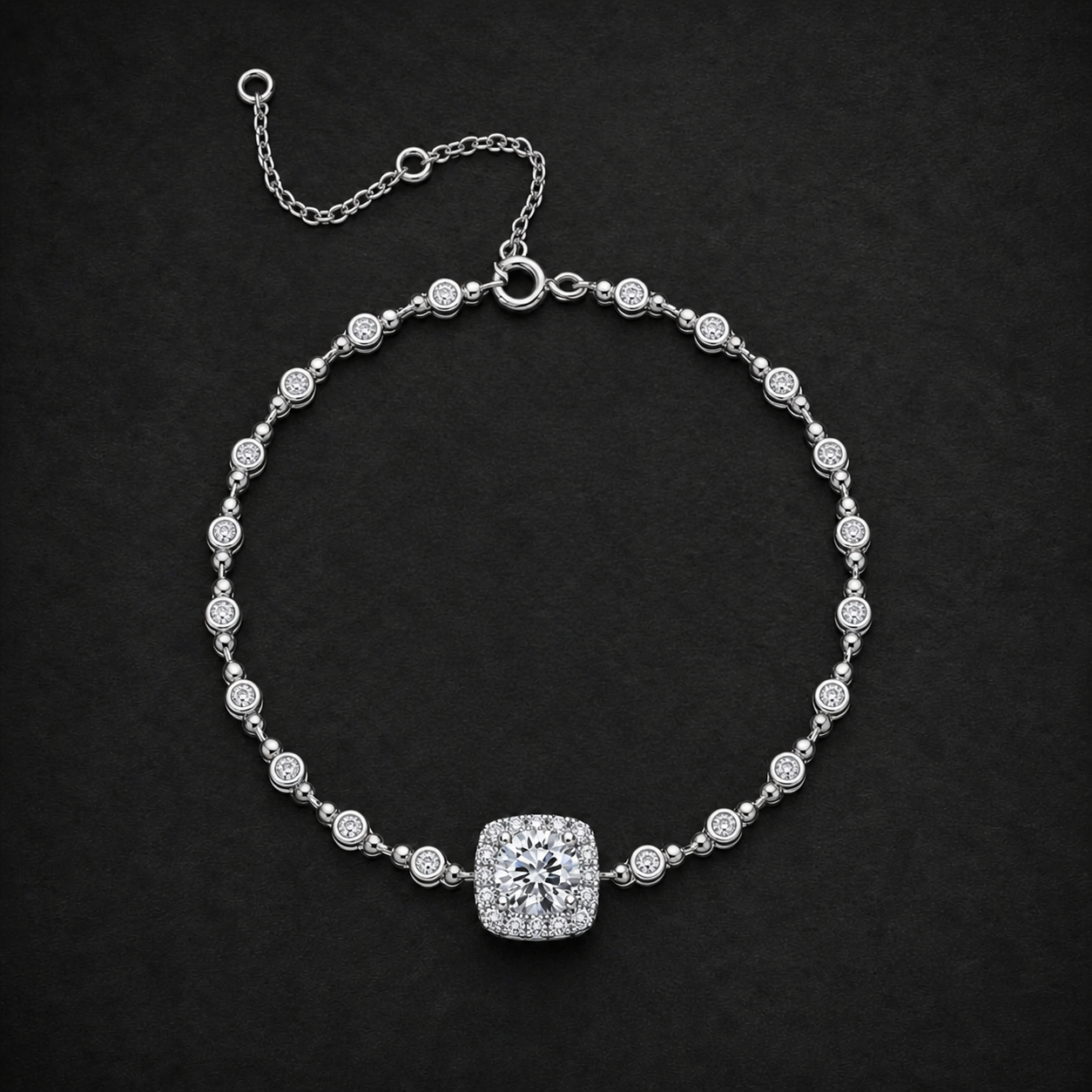 Moissanite Cushion Halo Bracelet