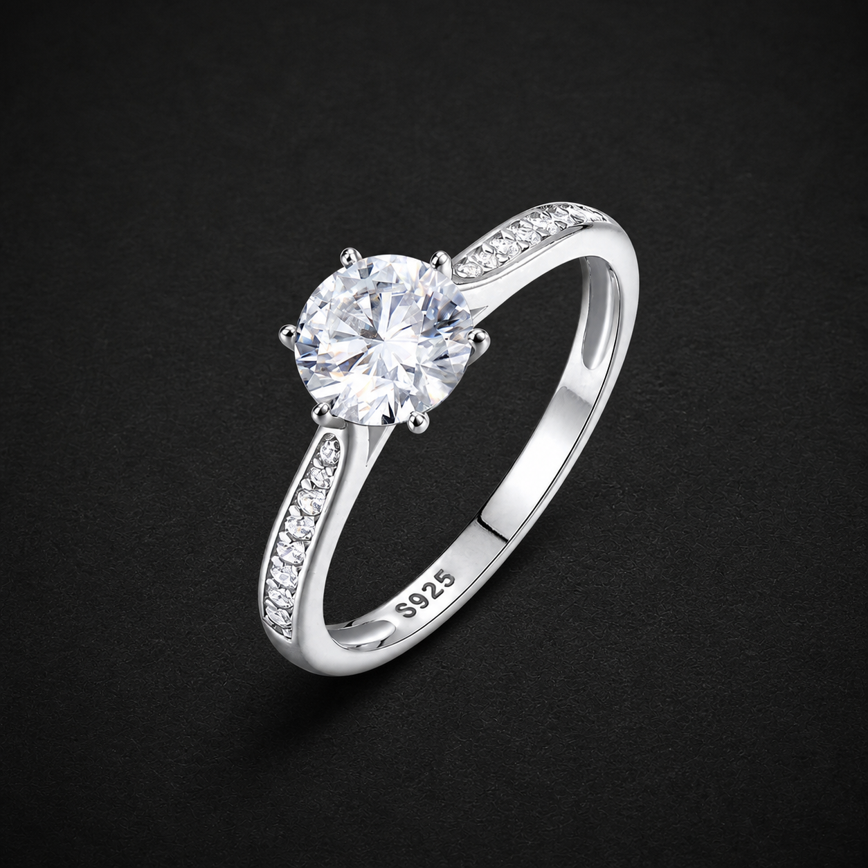 Moissanite Six Prong Ring