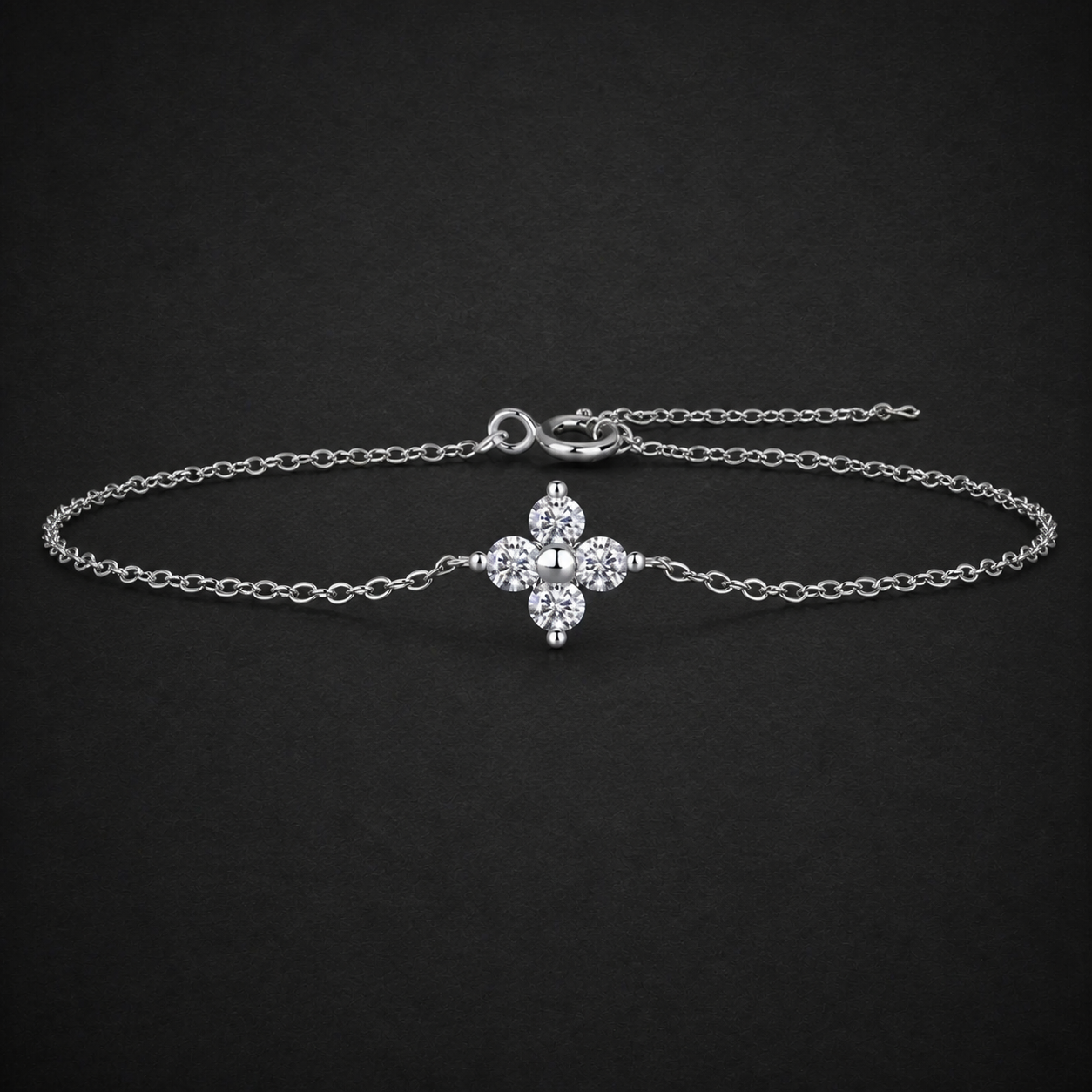 Moissanite Floral Cluster Bracelet