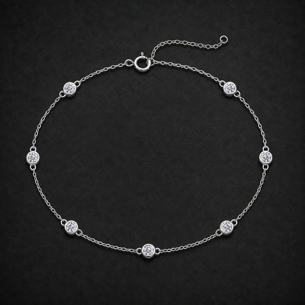 Moissanite Bezel Station Bracelet