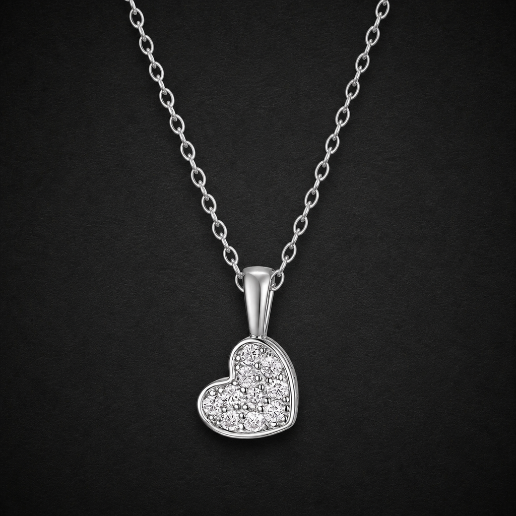 Moissanite Heart Pavé Necklace