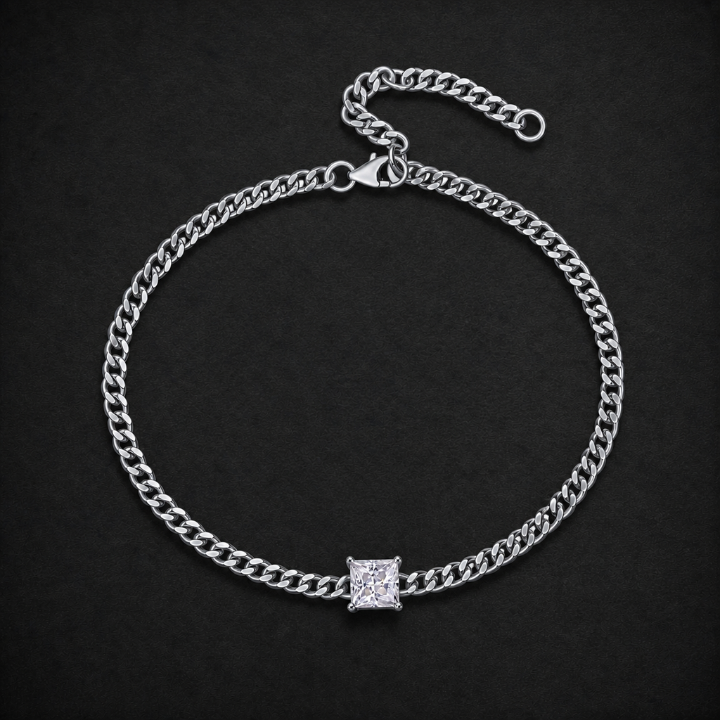 Moissanite Princess Solitaire Bracelet