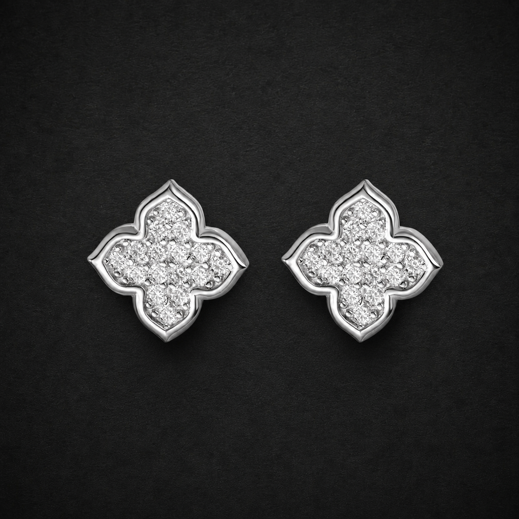 Moissanite Clover Stud Earrings