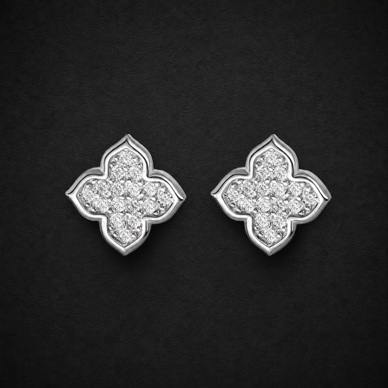 Moissanite Clover Stud Earrings