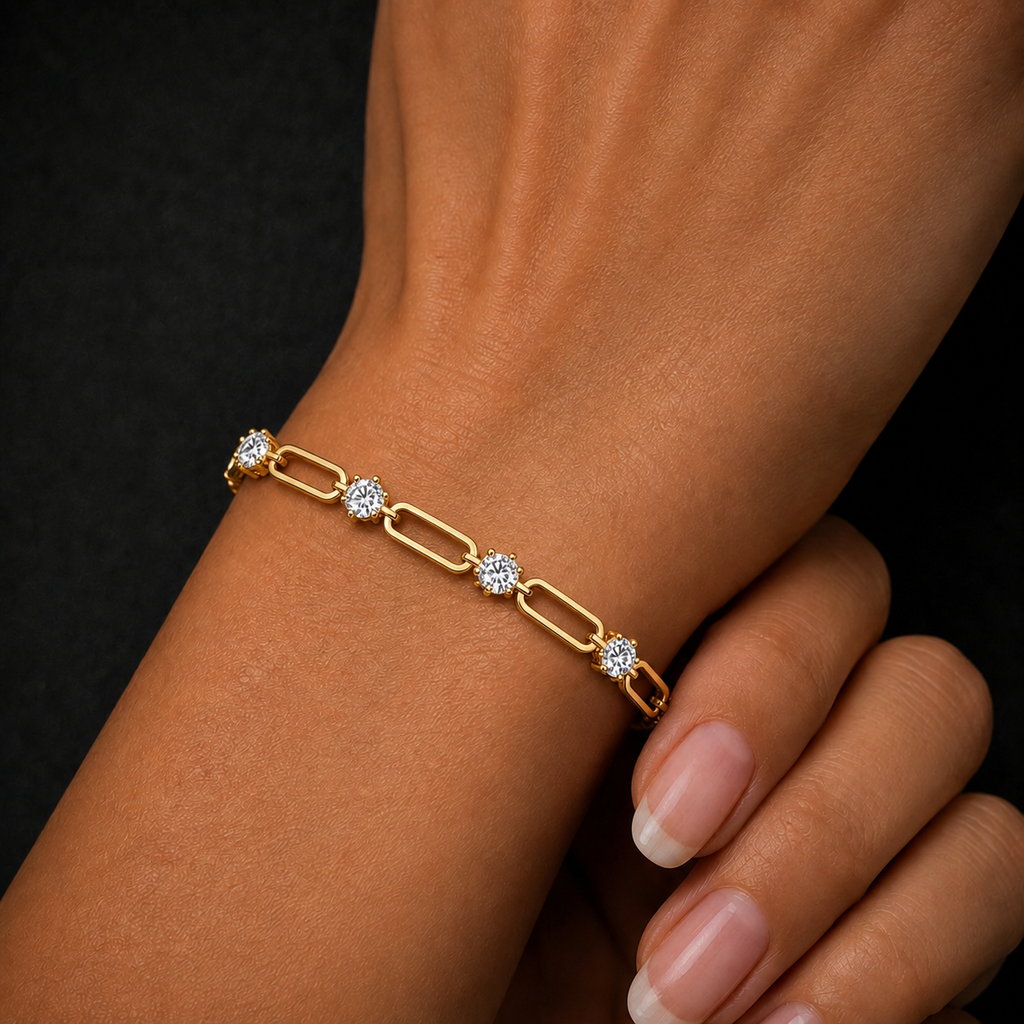 Moissanite Paperclip Link Bracelet