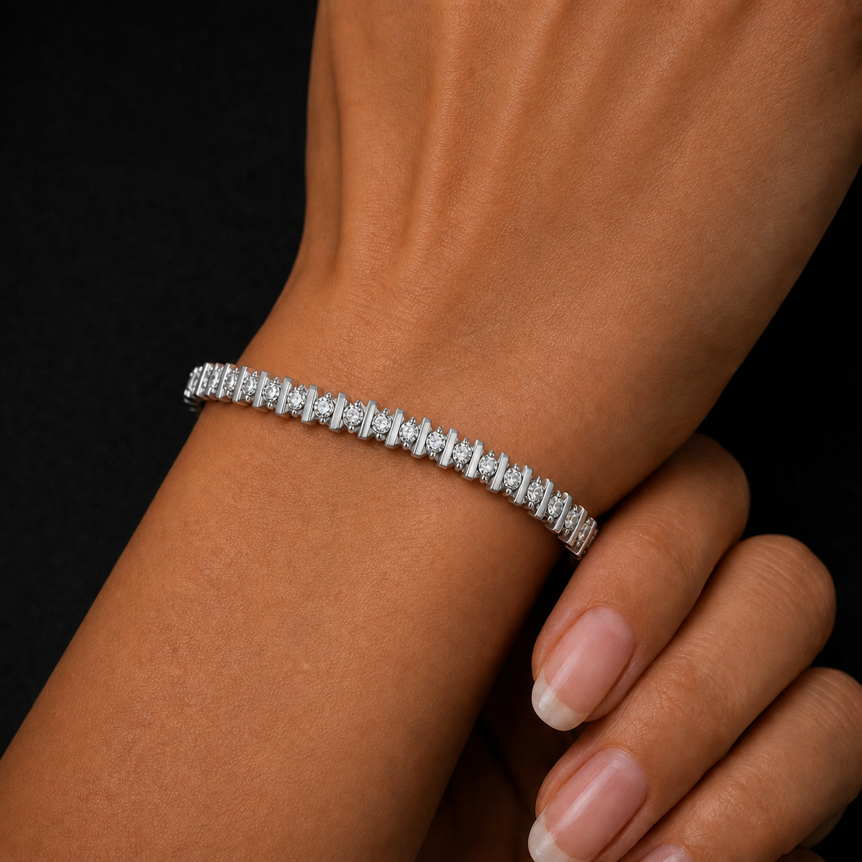 Moissanite Diagonal Bar Bracelet