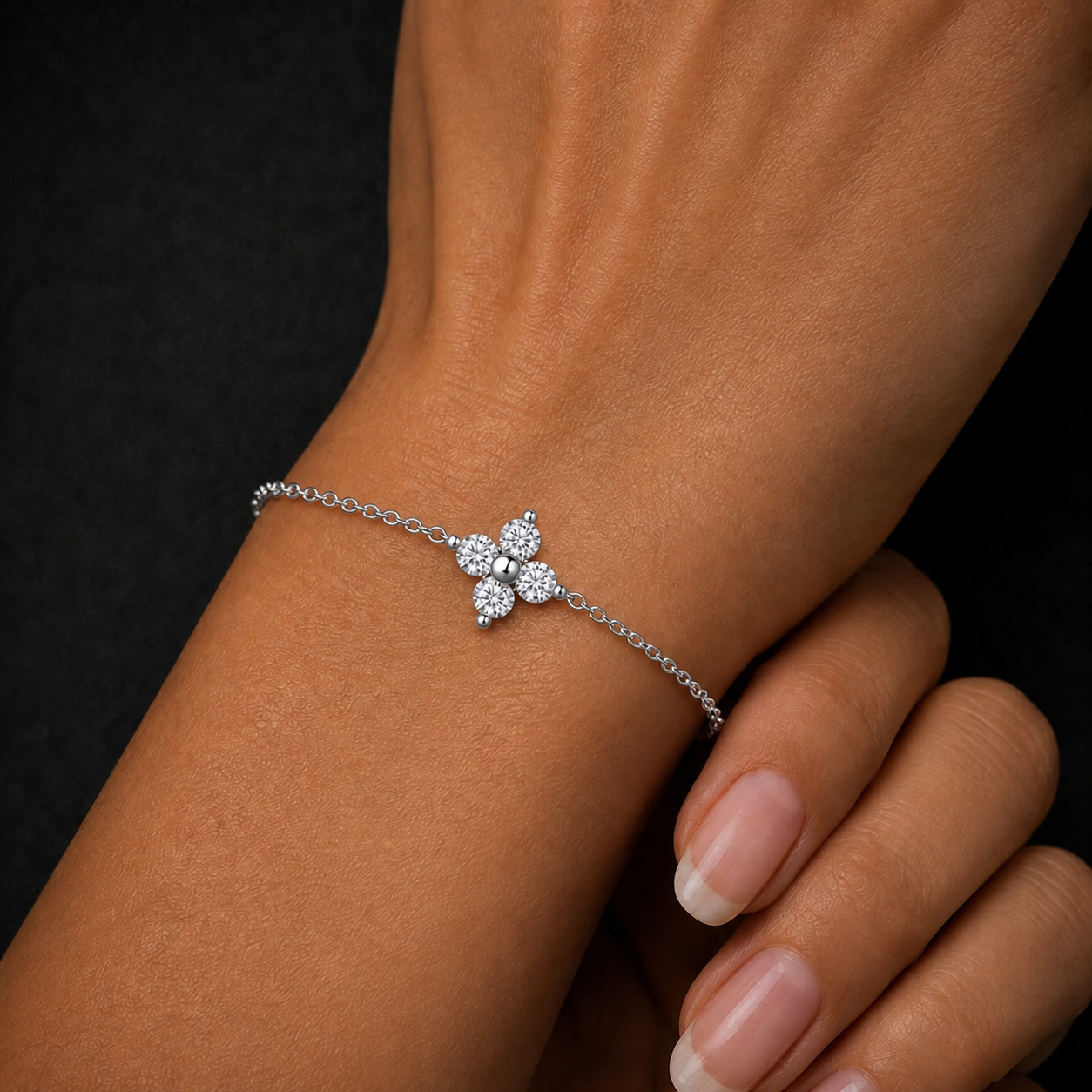 Moissanite Floral Cluster Bracelet