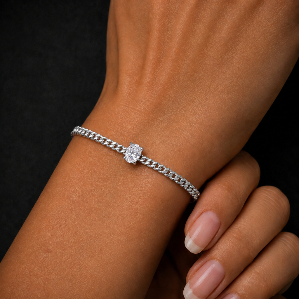 Moissanite Oval Solitaire Bracelet