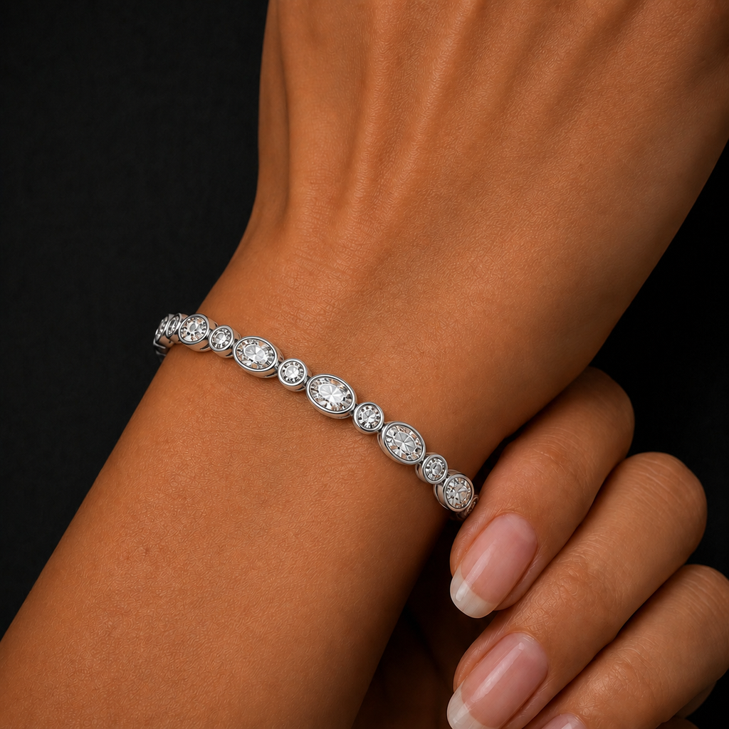 Moissanite Oval Round Bracelet
