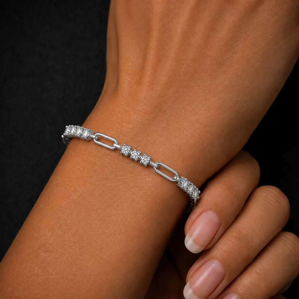 Moissanite Geometric Link Bracelet