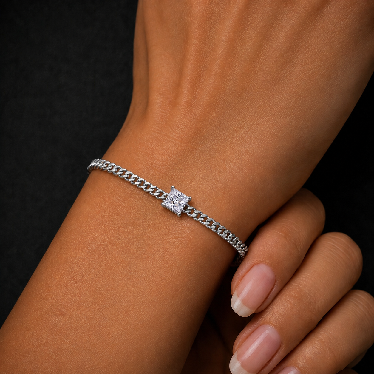 Moissanite Princess Solitaire Bracelet