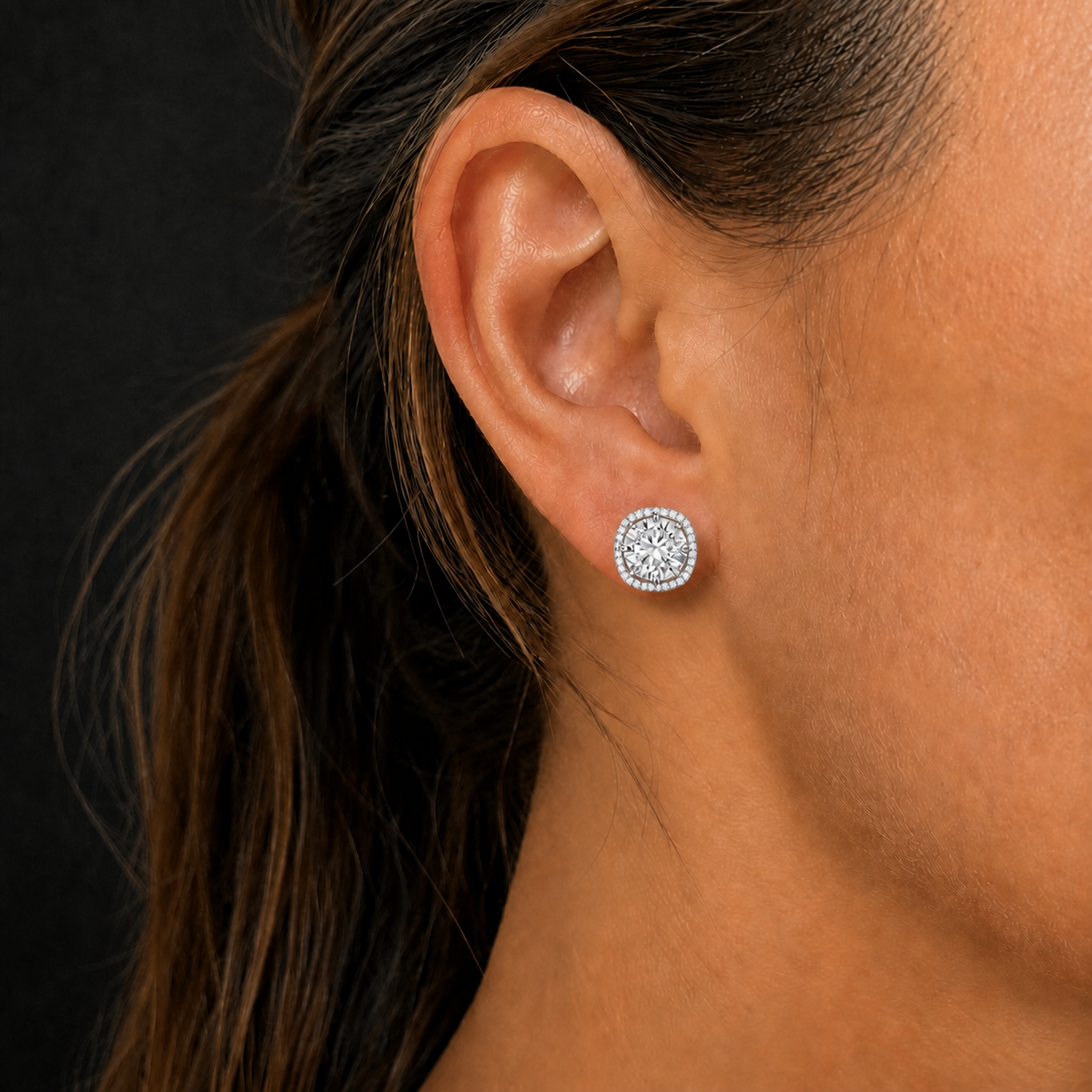 Moissanite Daisy Halo Earrings
