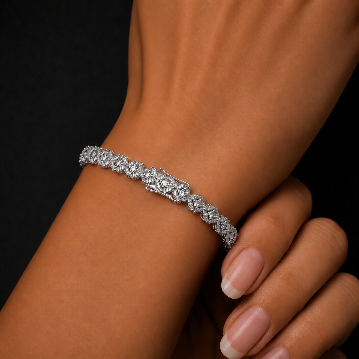 Moissanite Floral Bracelet