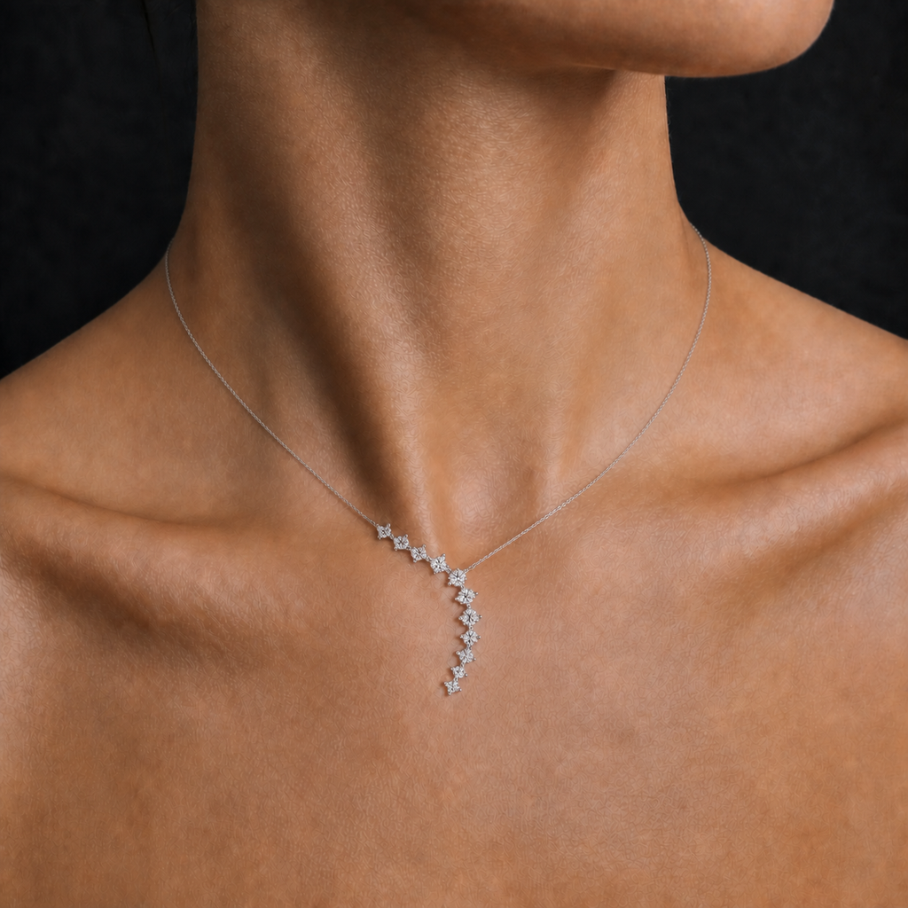 Moissanite Asymmetrical Wave Necklace