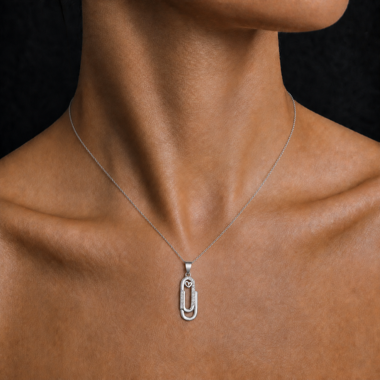 Moissanite Paperclip Heart Necklace