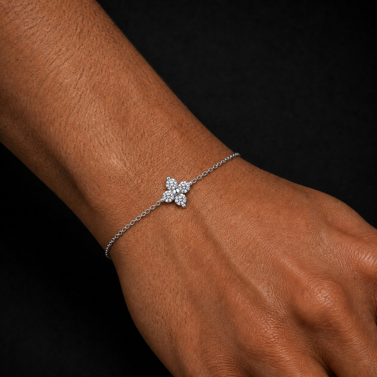 Moissanite Floral Cluster Bracelet