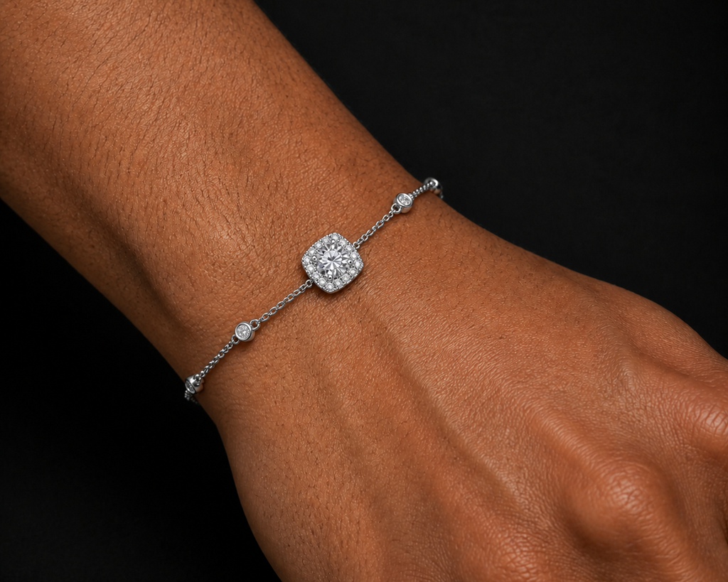 Moissanite Cushion Station Bracelet
