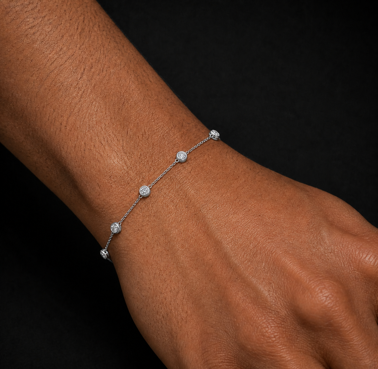 Moissanite Bezel Station Bracelet