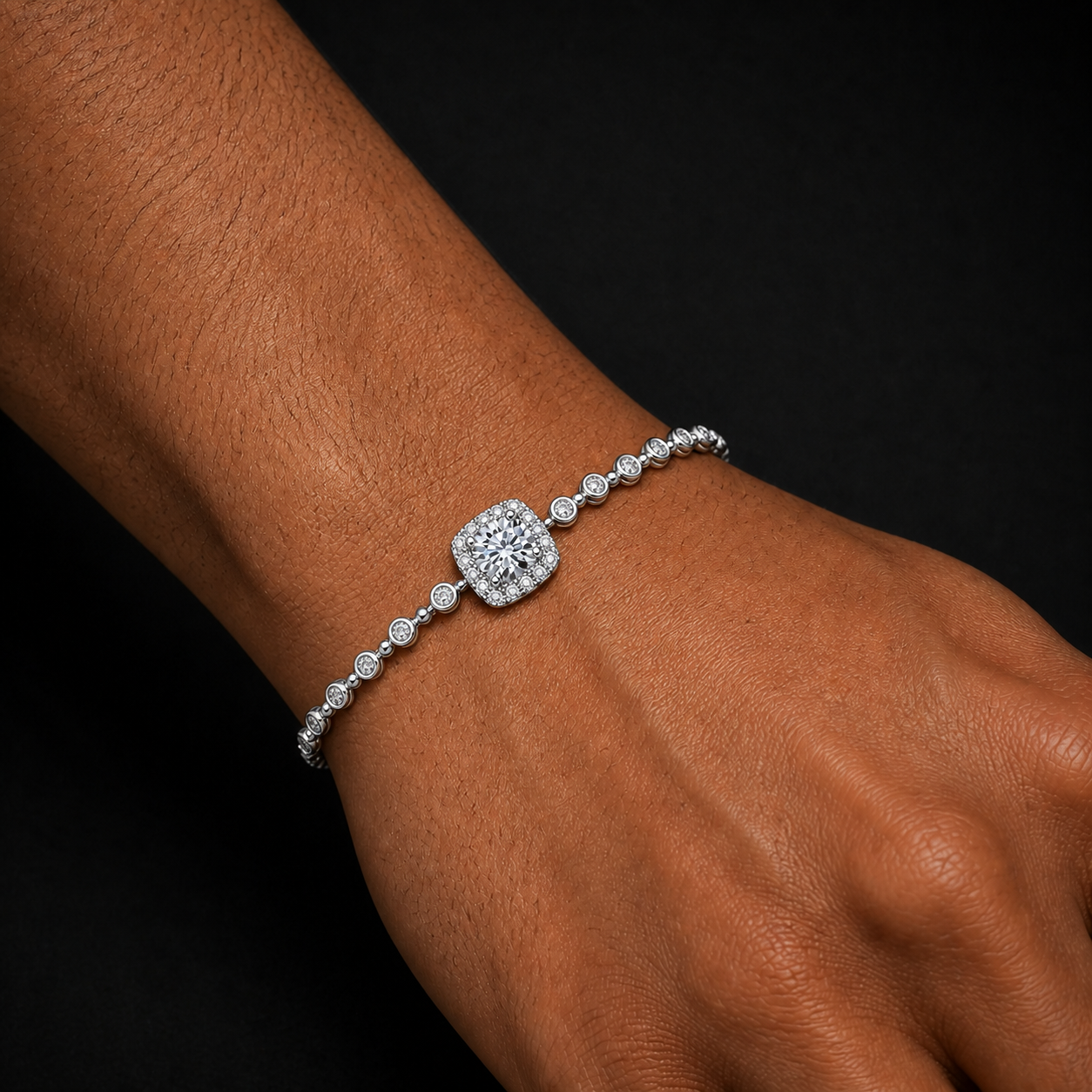 Moissanite Cushion Halo Bracelet