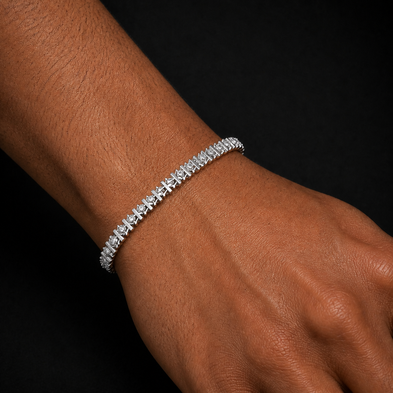 Moissanite Diagonal Bar Bracelet