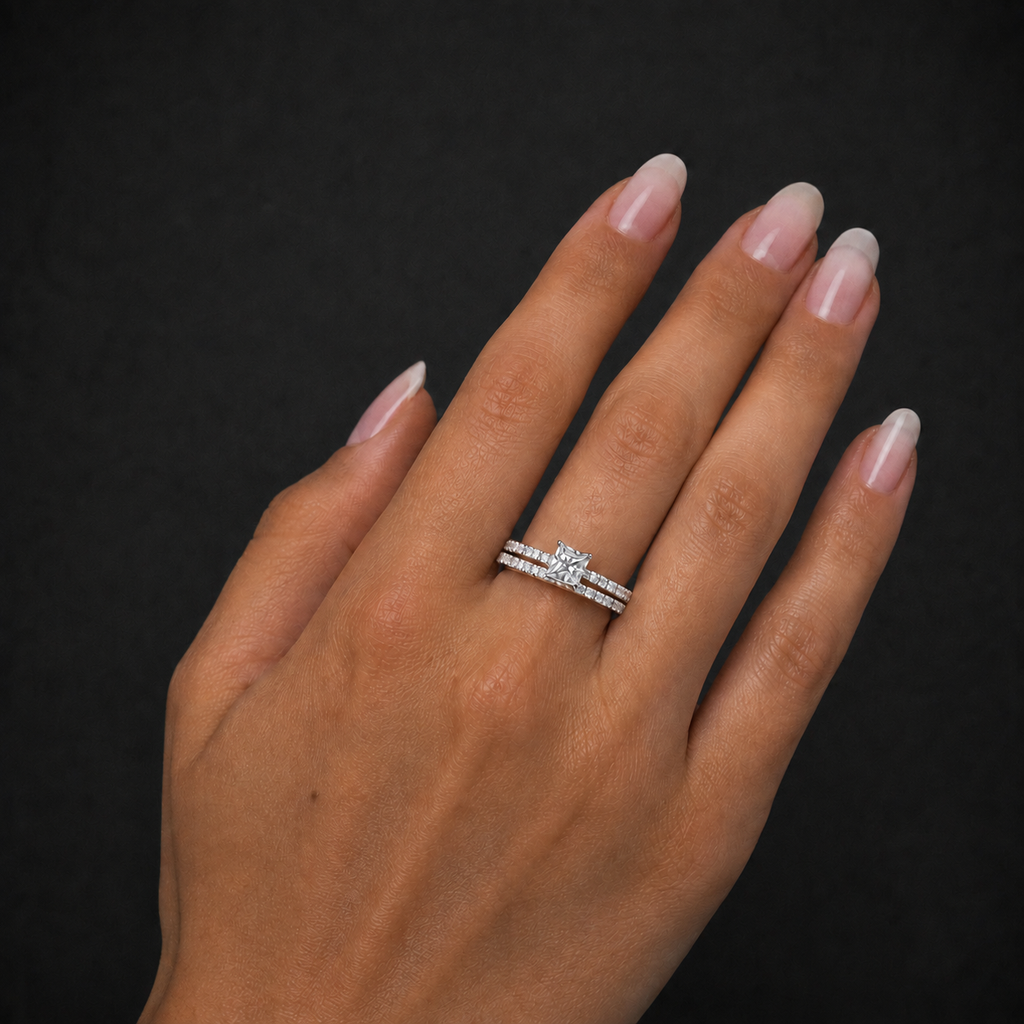 Princess-Cut Moissanite Ring Set