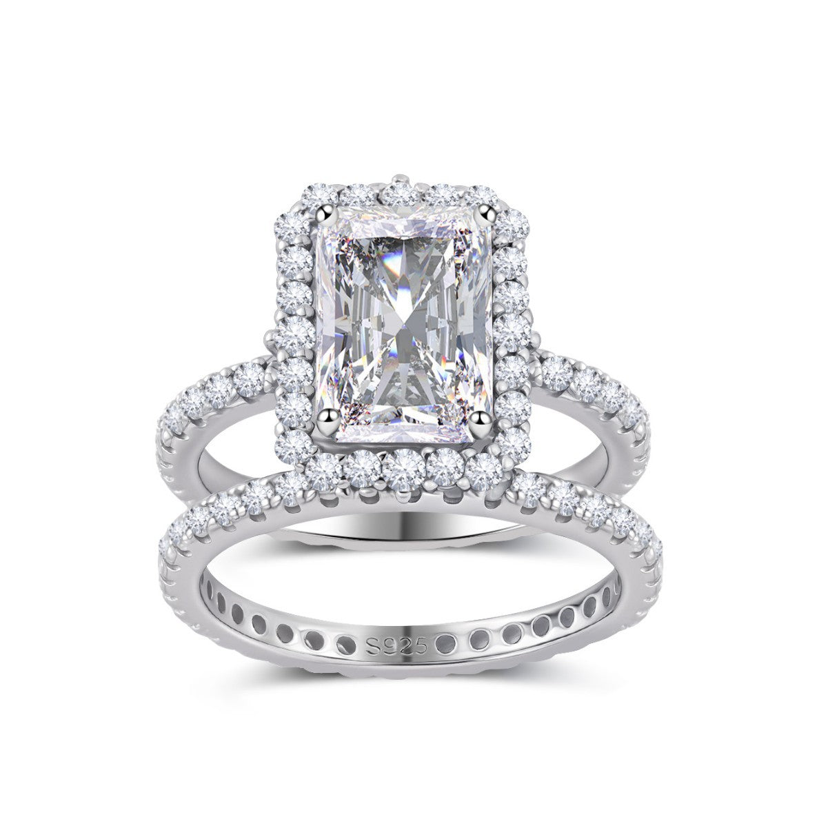 Moissanite Radiant Split Ring