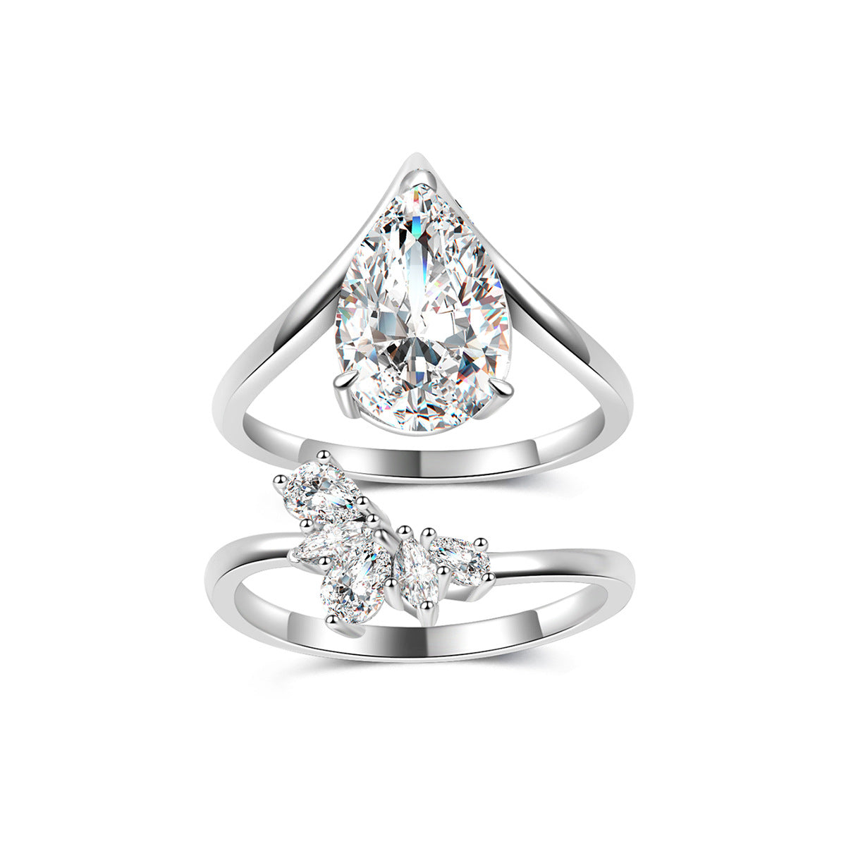 Moissanite Pear Cut Ring Set