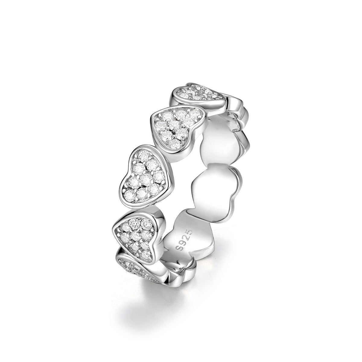 Moissanite Heart Eternity Ring