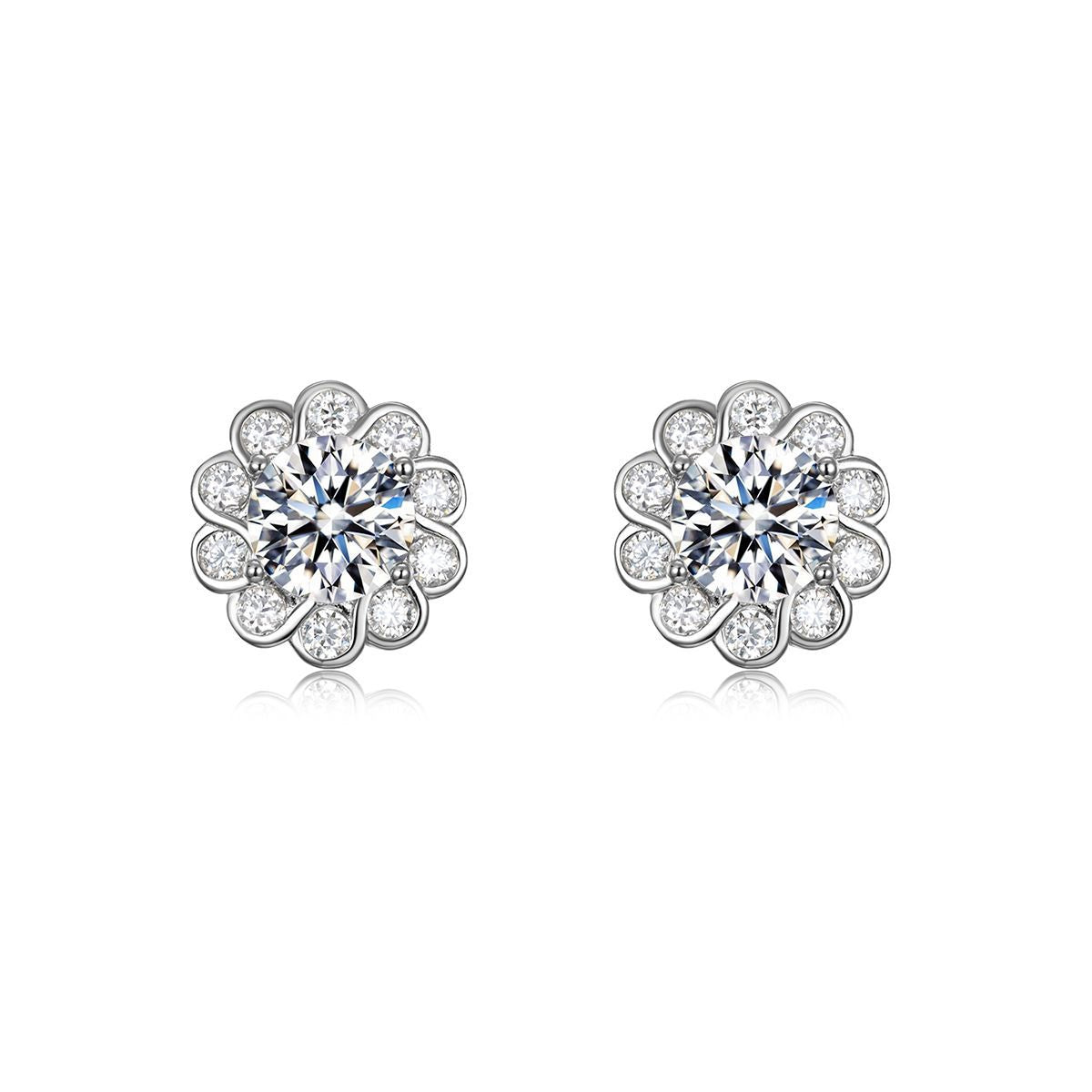 Moissanite Sunflower Halo Earrings