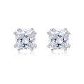Square Princess Cut D Color Moissanite In 925 Sterling Silver Stud Earrings
