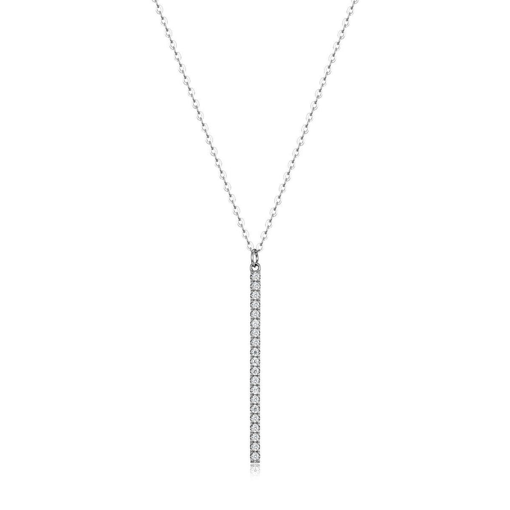 Moissanite Geometric Vertical Bar Pendant Necklace in 925 Sterling Silver