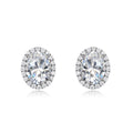 Oval Moissanite D Color Halo 925 Sterling Silver Stud Earrings