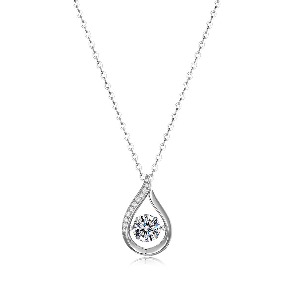 Geometric Water Drop Moissanite Silver Tone 925 Sterling Silver Necklace