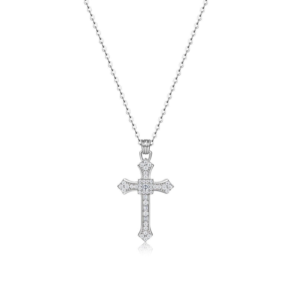 Vintage Cross Moissanite 925 Sterling Silver Necklace