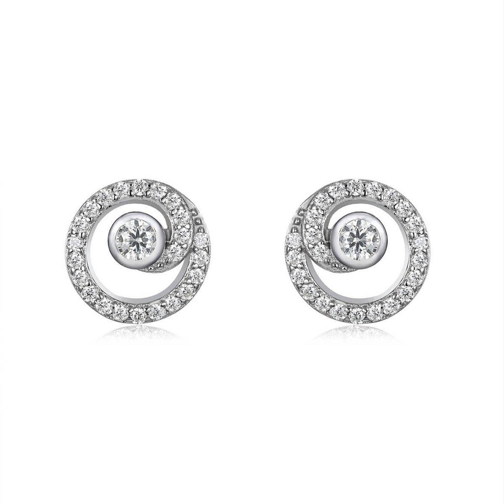 Moissanite Spiral Circle Earrings